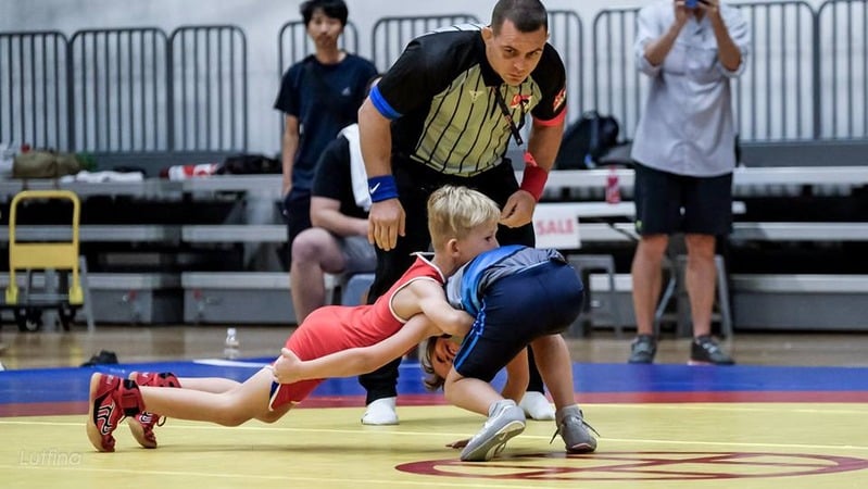 Kids wrestling competition match